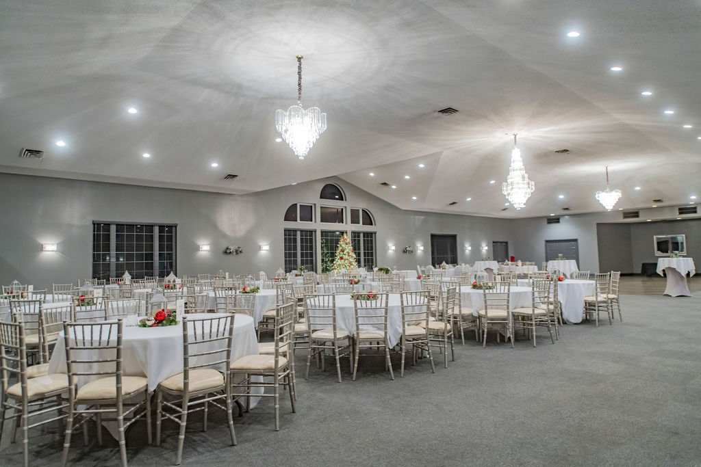The spacious ballroom with Chiavari chairs